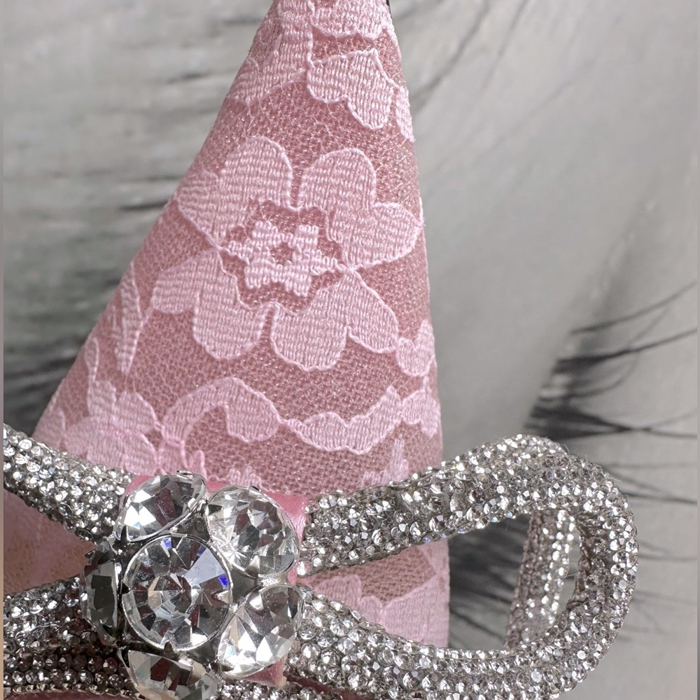🌺MACH & MACH🌺 Double Bow Floral Lace Mules in Pink Size: 37.5 - Picture 12 of 14